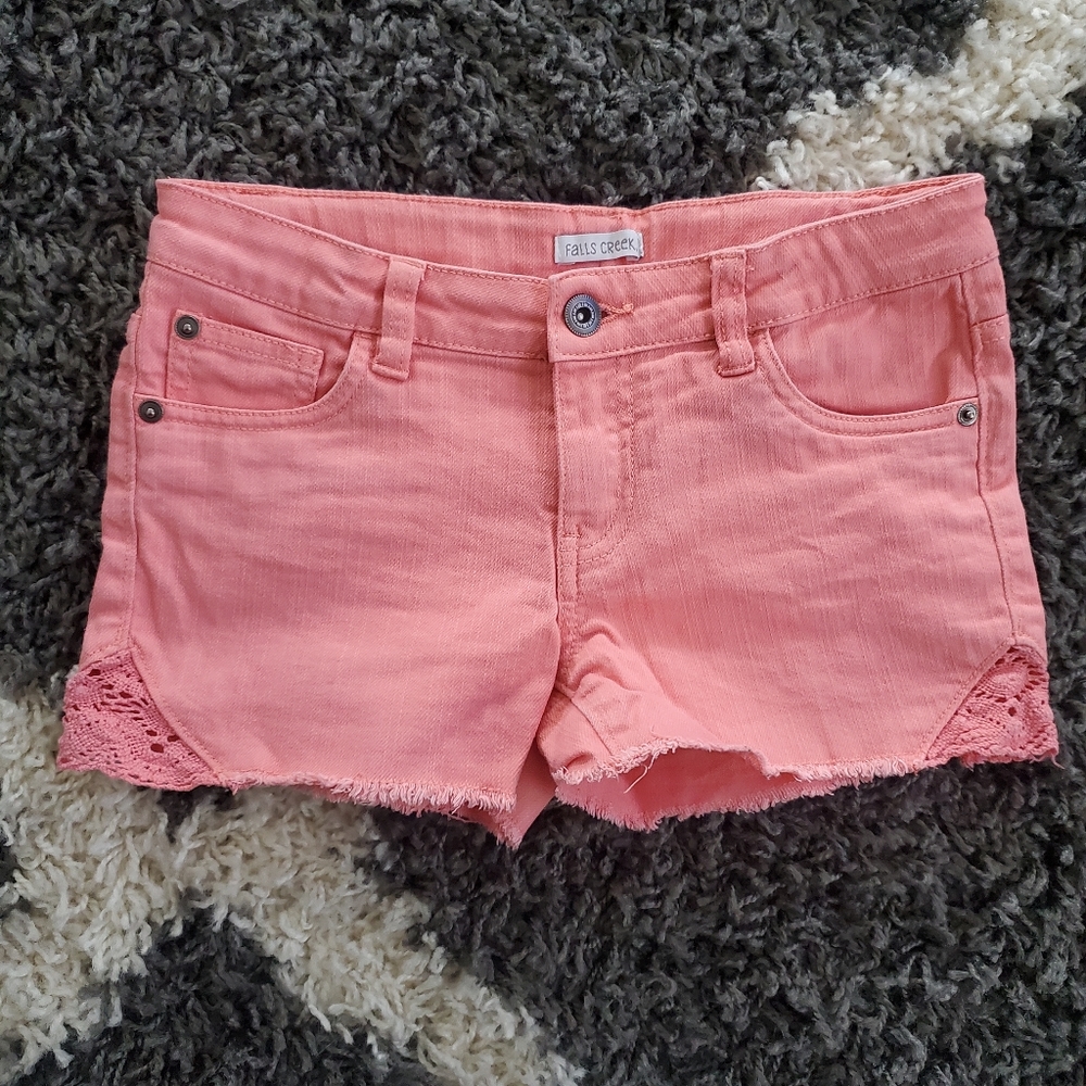 Girls coral jean shorts size 10